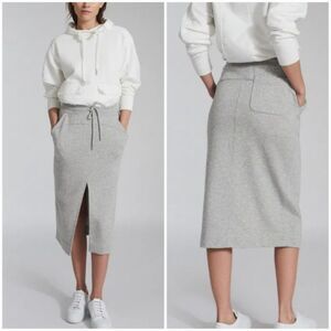 Reiss Clara Drawstring Midi Skirt - Heathered Gray M
